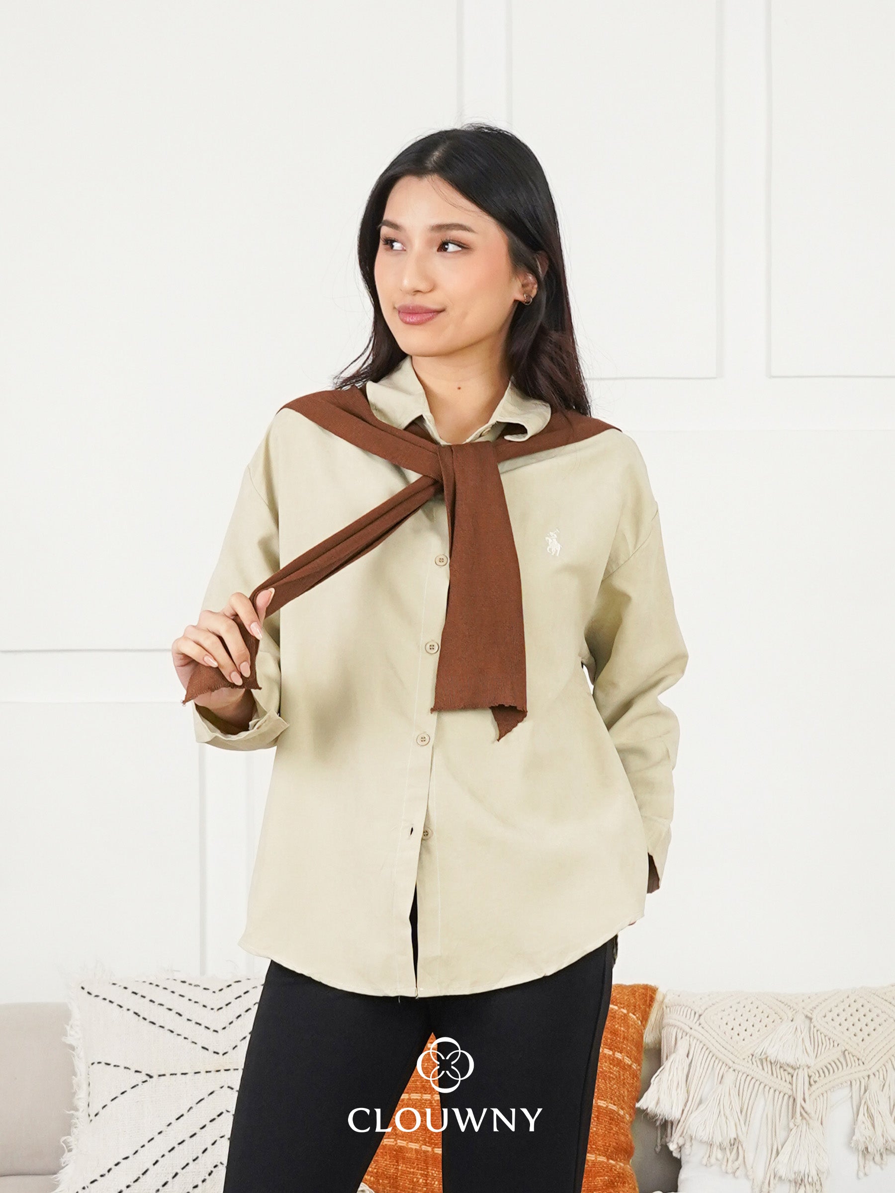 Cameron Scarf Shirt - Khaki